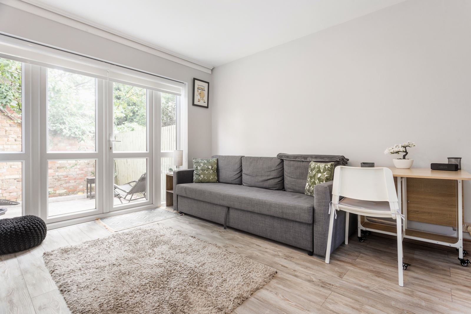 Living room with sofa and desk